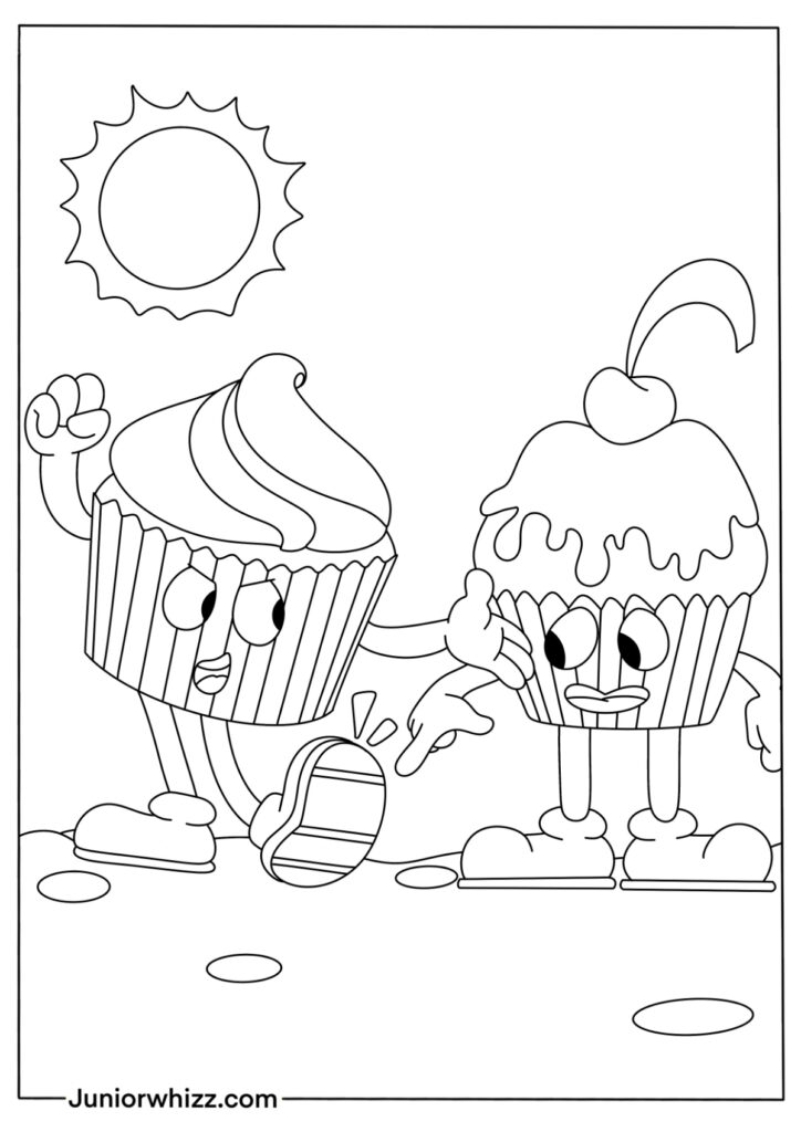 Cupcake coloring pages with book printable pdfs