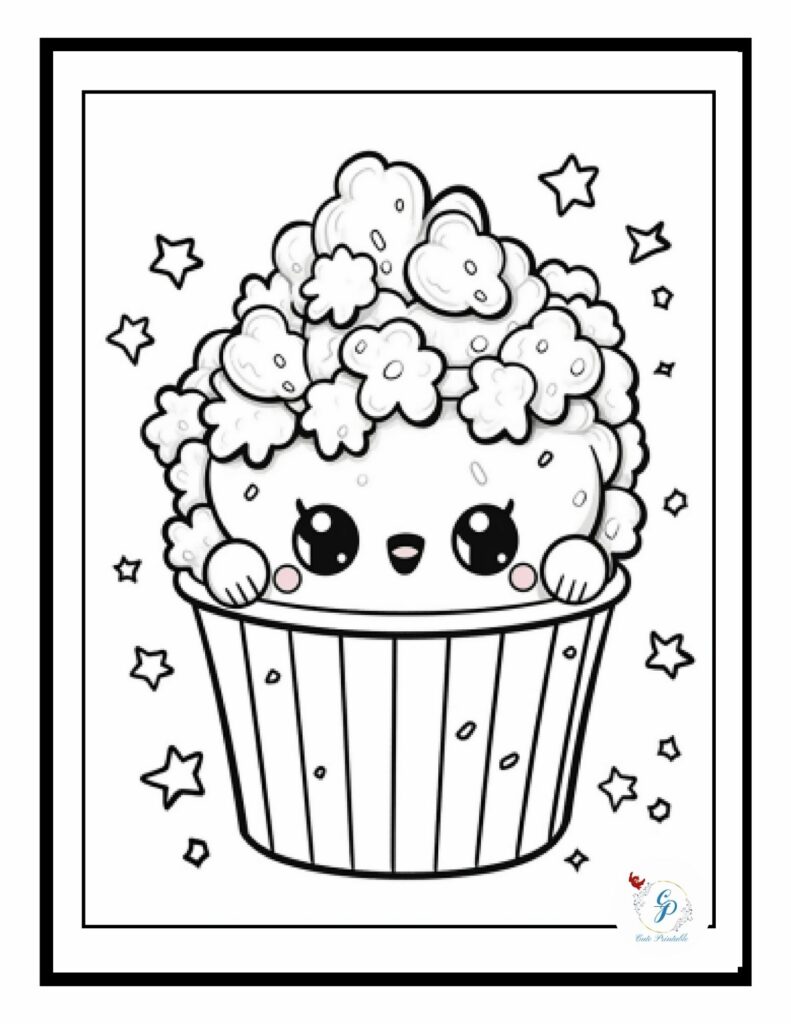 Free cute kawaii food coloring pages for kids adults cute printable