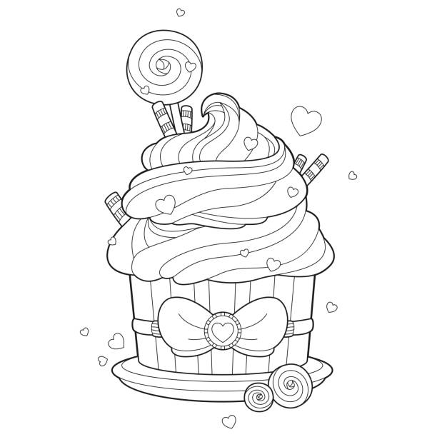 Cupcake coloring pages stock illustrations royalty