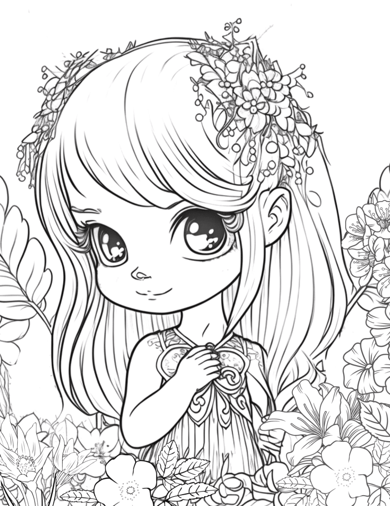 Kawaii coloring pages for girls adults