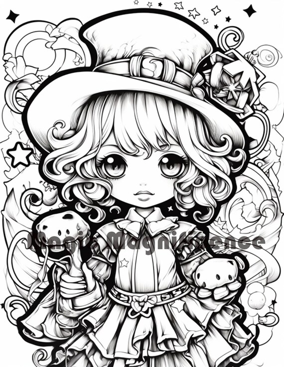 Kawaii magical girls page coloring pages anime coloring pages adult coloring kawaii coloring pages cute coloring pages