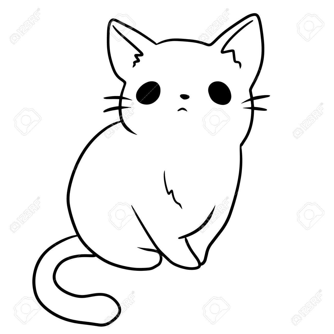 Cartoon cat animal doodle kawaii anime coloring page cute illustration clipart character manga royalty free svg cliparts vectors and stock illustration image