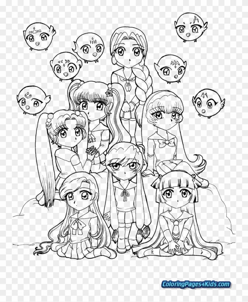 Get this kawaii cute anime girls coloring pages free