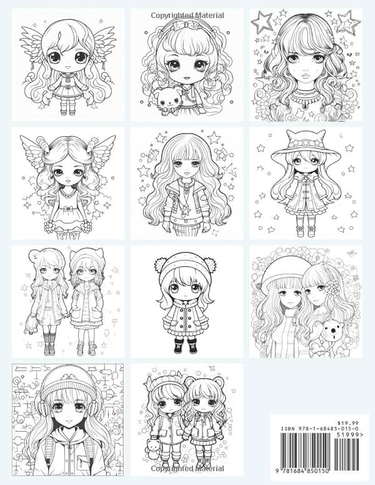 Cute kawaii girls coloring book cute anime coloring book for teens and kids with adorable kawaii characters coloring pages fate jr books