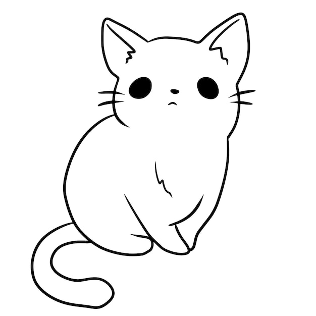 Premium vector cartoon cat cute animal doodle kawaii anime coloring page cute illustration clip art character