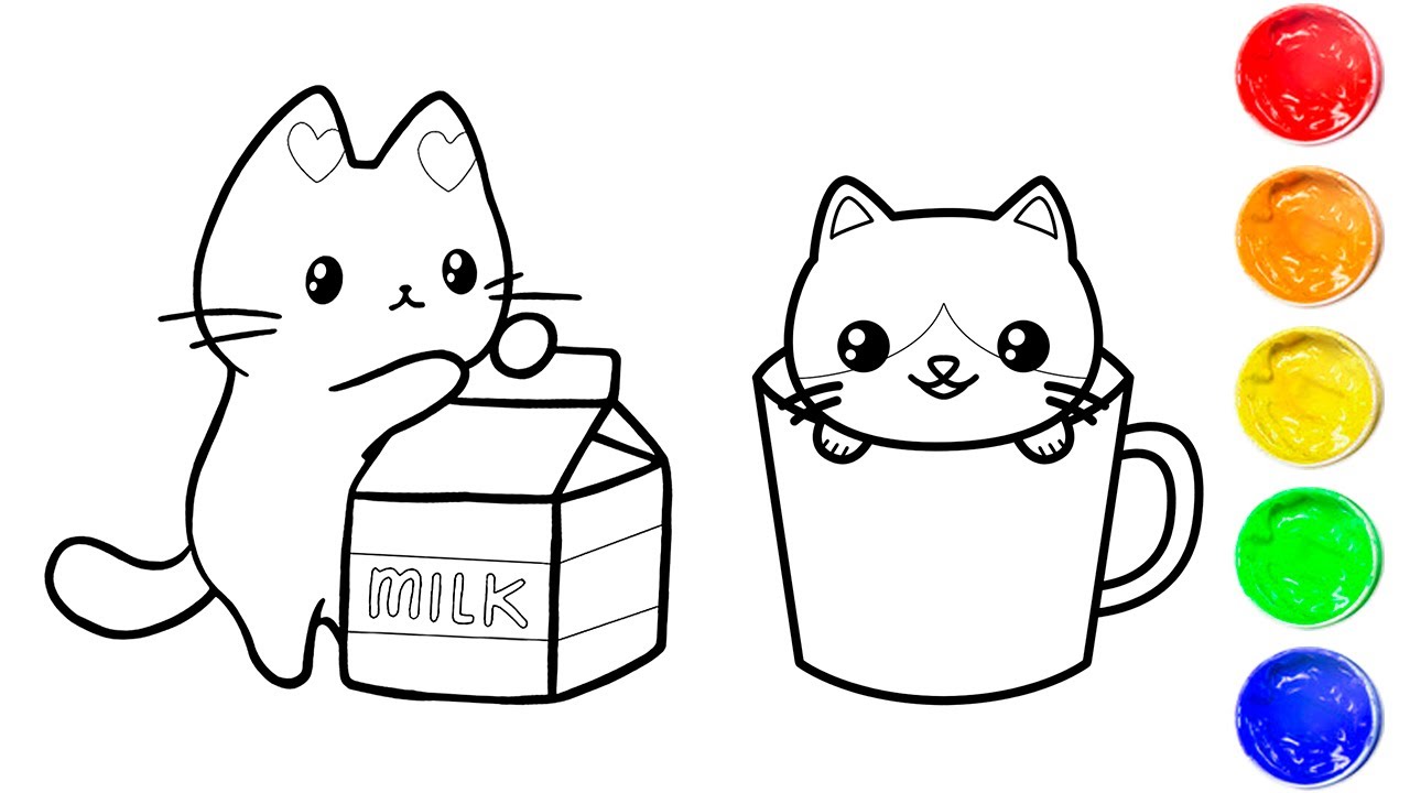 Coloring cute animals cute cats coloring page