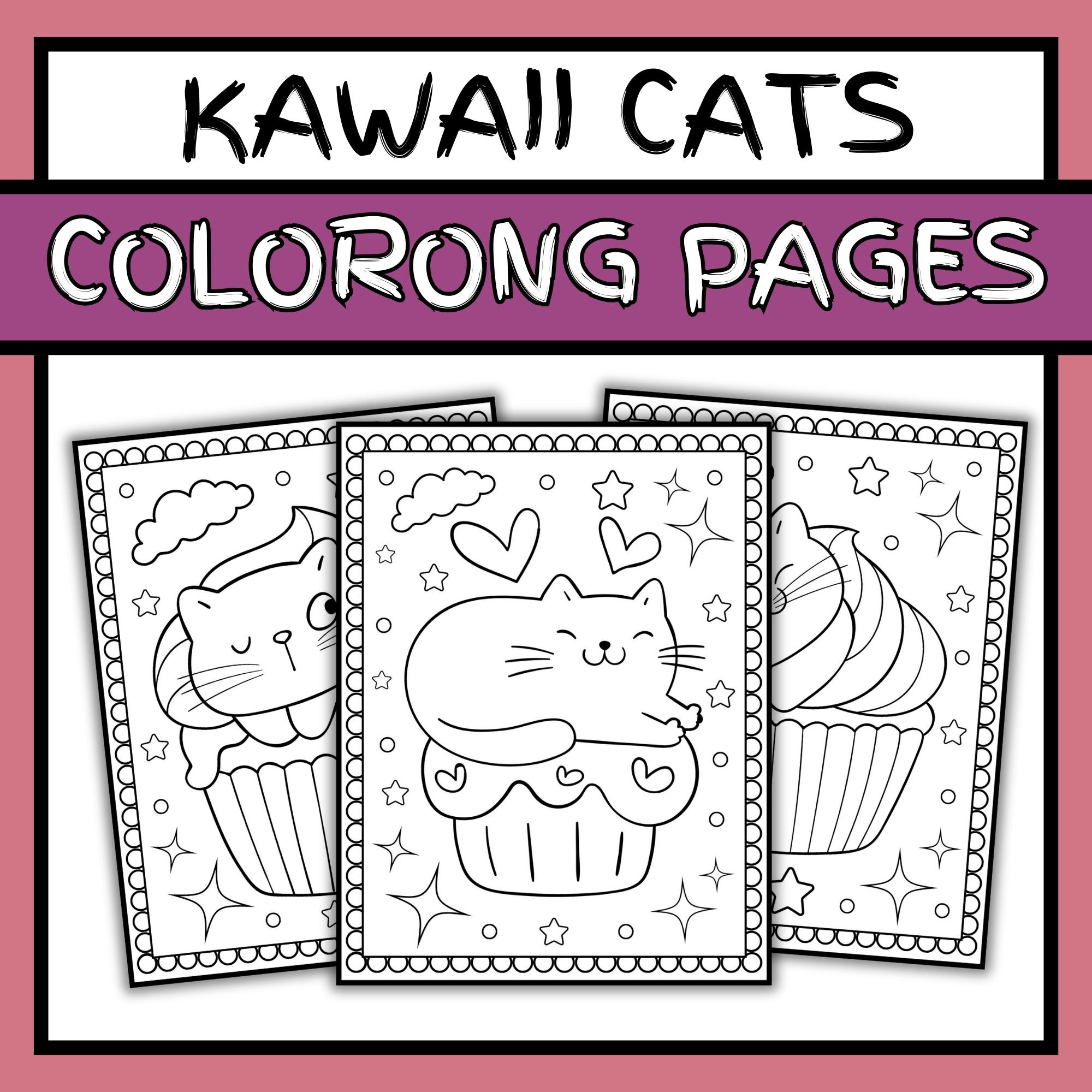 Kawaii cats coloring pages