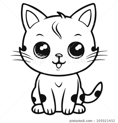 Kawaii cat coloring page