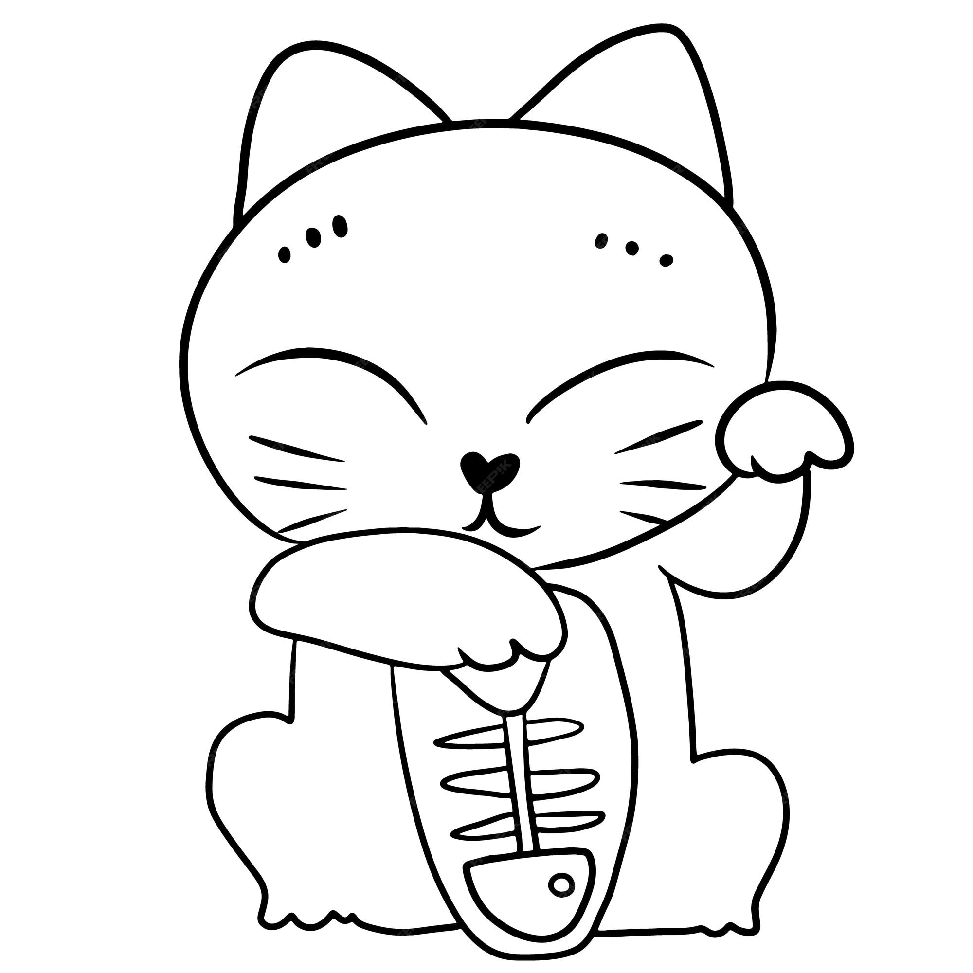 Premium vector lucky cat cartoon doodle kawaii anime coloring page cute illustration drawing character chibi manga