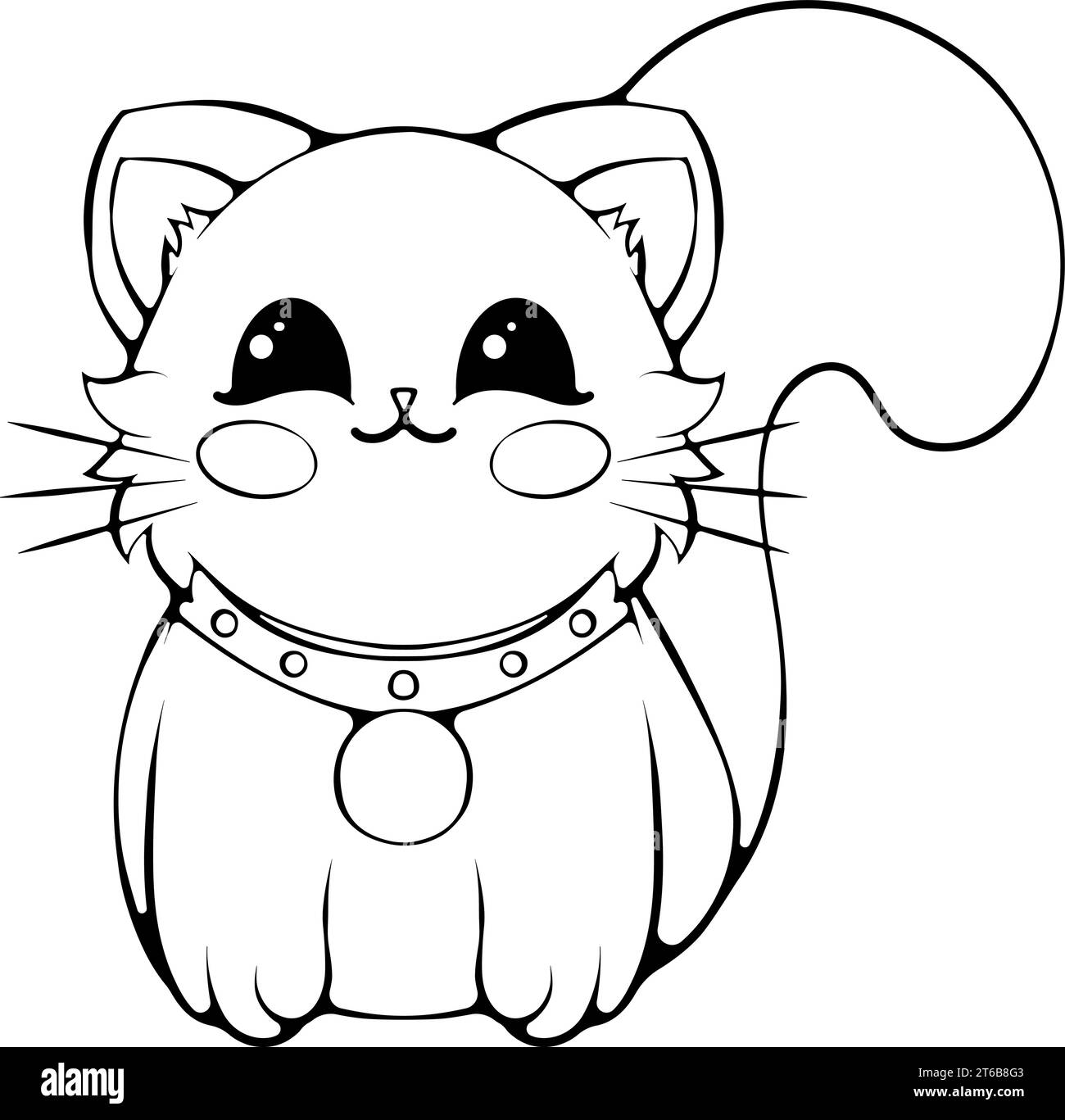 Kawaii cat coloring page vector cut out stock images pictures