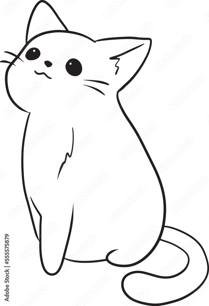 Cat cartoon doodle kawaii anime coloring page cute illustration clipart character manga vector