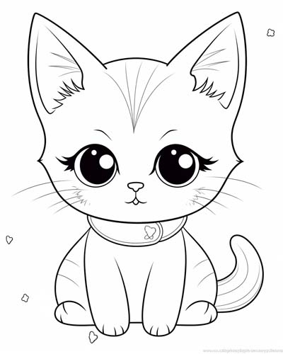 Kawaii cat pages for kids