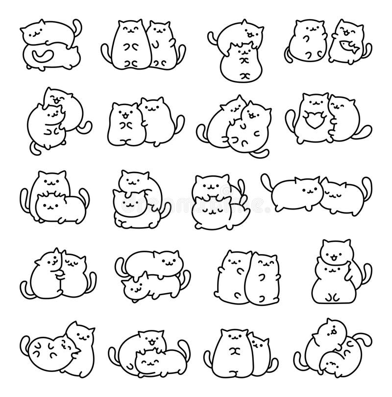 Cats kawaii coloring stock illustrations â cats kawaii coloring stock illustrations vectors clipart