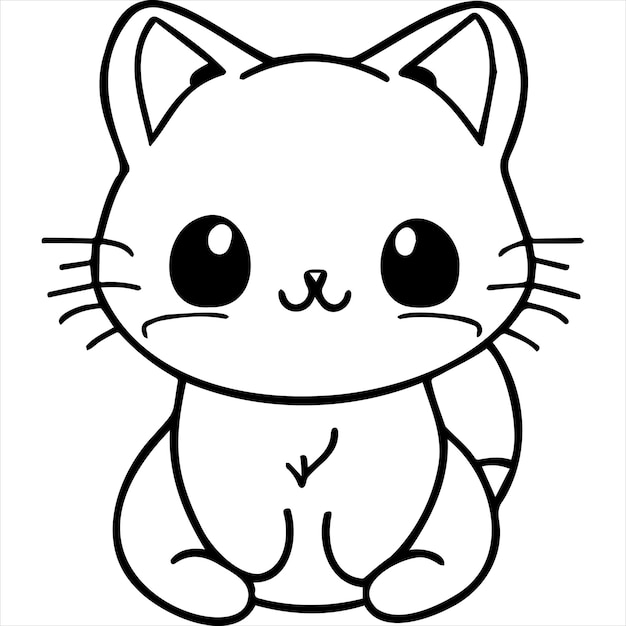 Premium vector kawaii cat coloring page