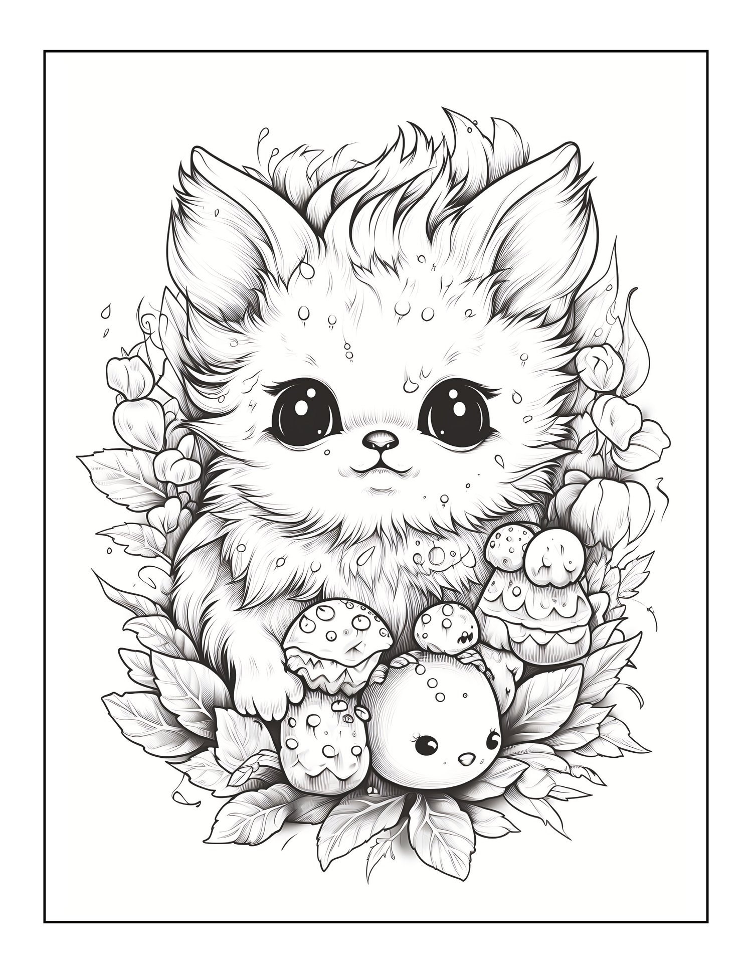 Fantasy kawaii creature coloring book