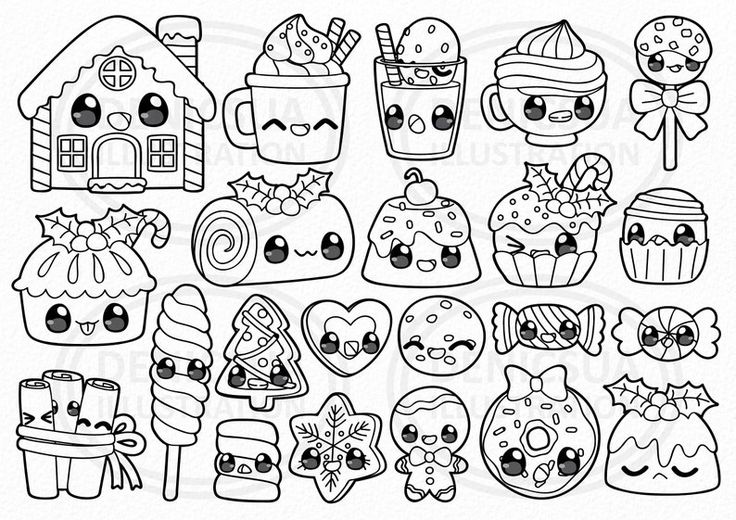 Christmas food clipart delicious clip art winter food vector kawaii dessert digital download png line clip art sticker printable download now