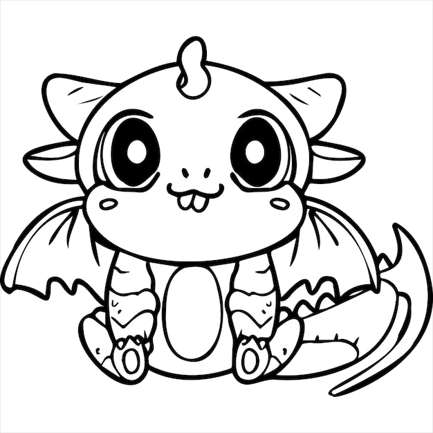 Premium vector kawaii dragon coloring page