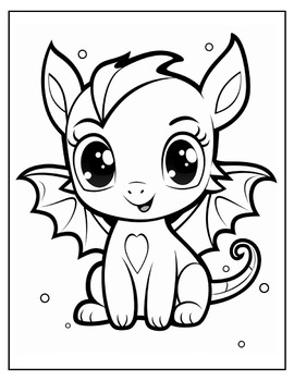Baby dragon kawaii coloring pages by titisiri yodpetchr tpt