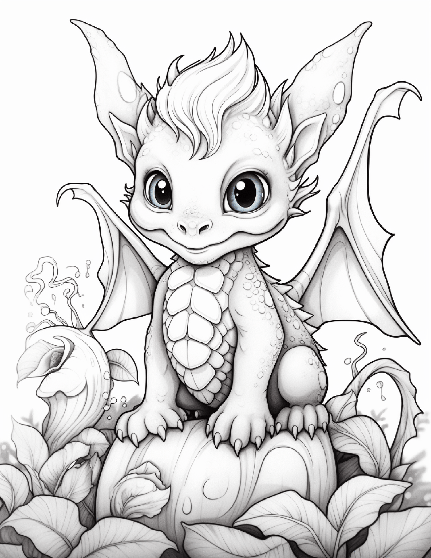 Cute dragon coloring pages for adult