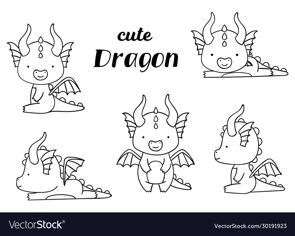 Coloring pages black and white set cute kawaii vector image