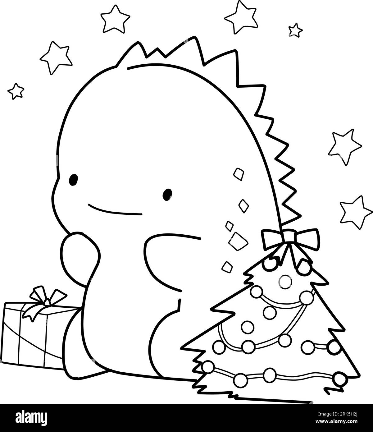Little cute kawaii dragon coloring page for kids winter new year dragon stock vector image art