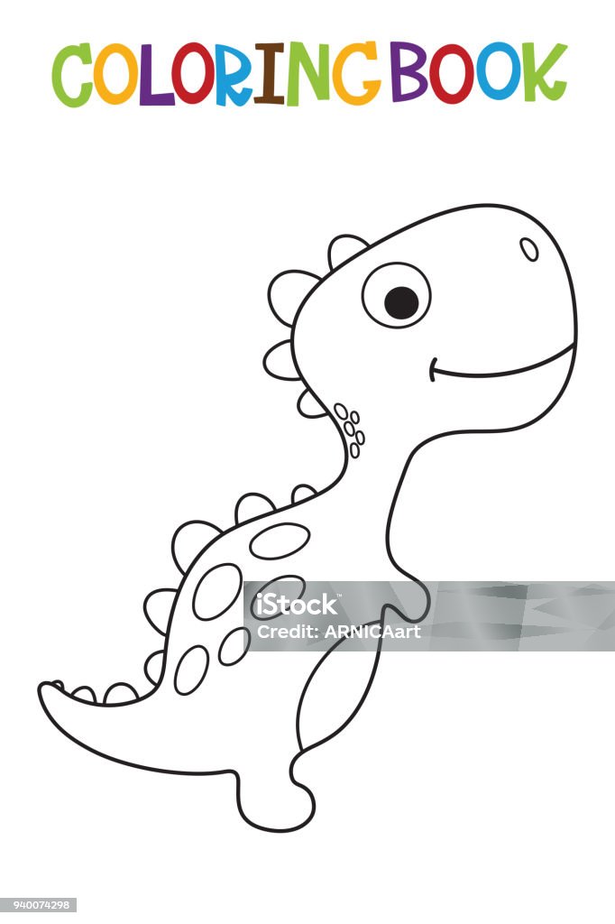 Cute dino coloring book stock illustration