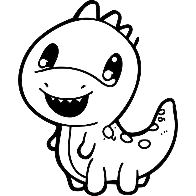 Premium vector kawaii dinosaur coloring page