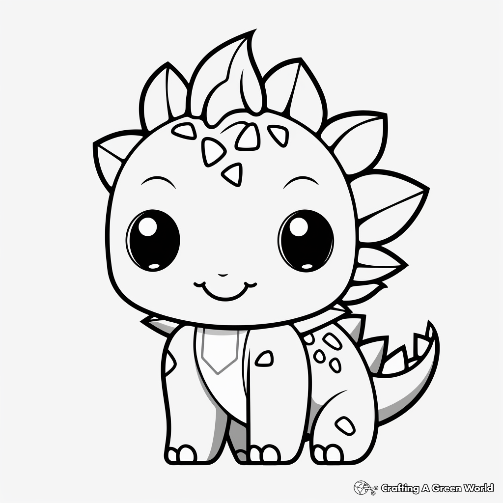 Kawaii dinosaur coloring pages