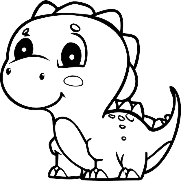 Premium vector kawaii dinosaur coloring page