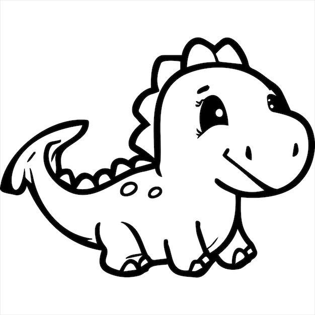 Premium vector kawaii dinosaur coloring page