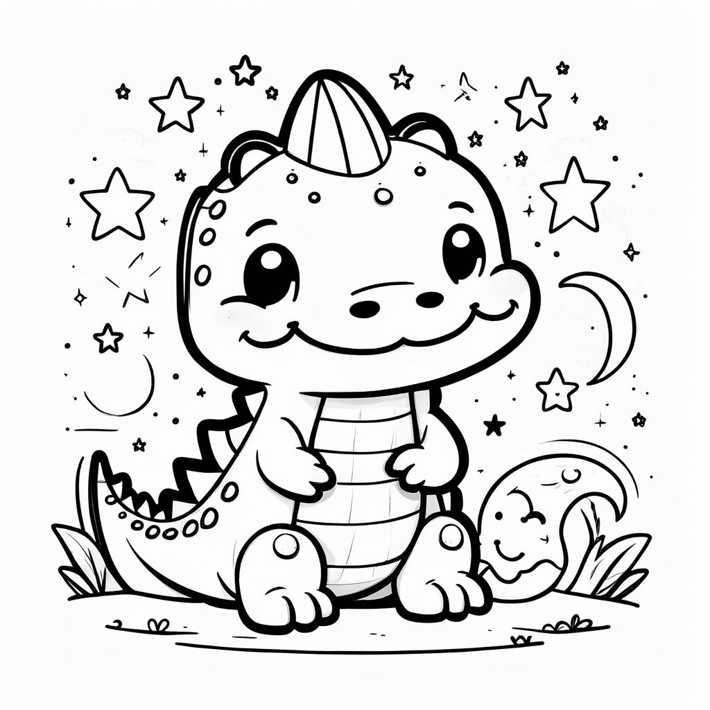 Cute baby dino for coloring book