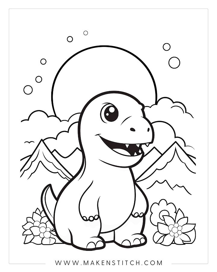 Coloring pages dinosaur theme for kids and adults