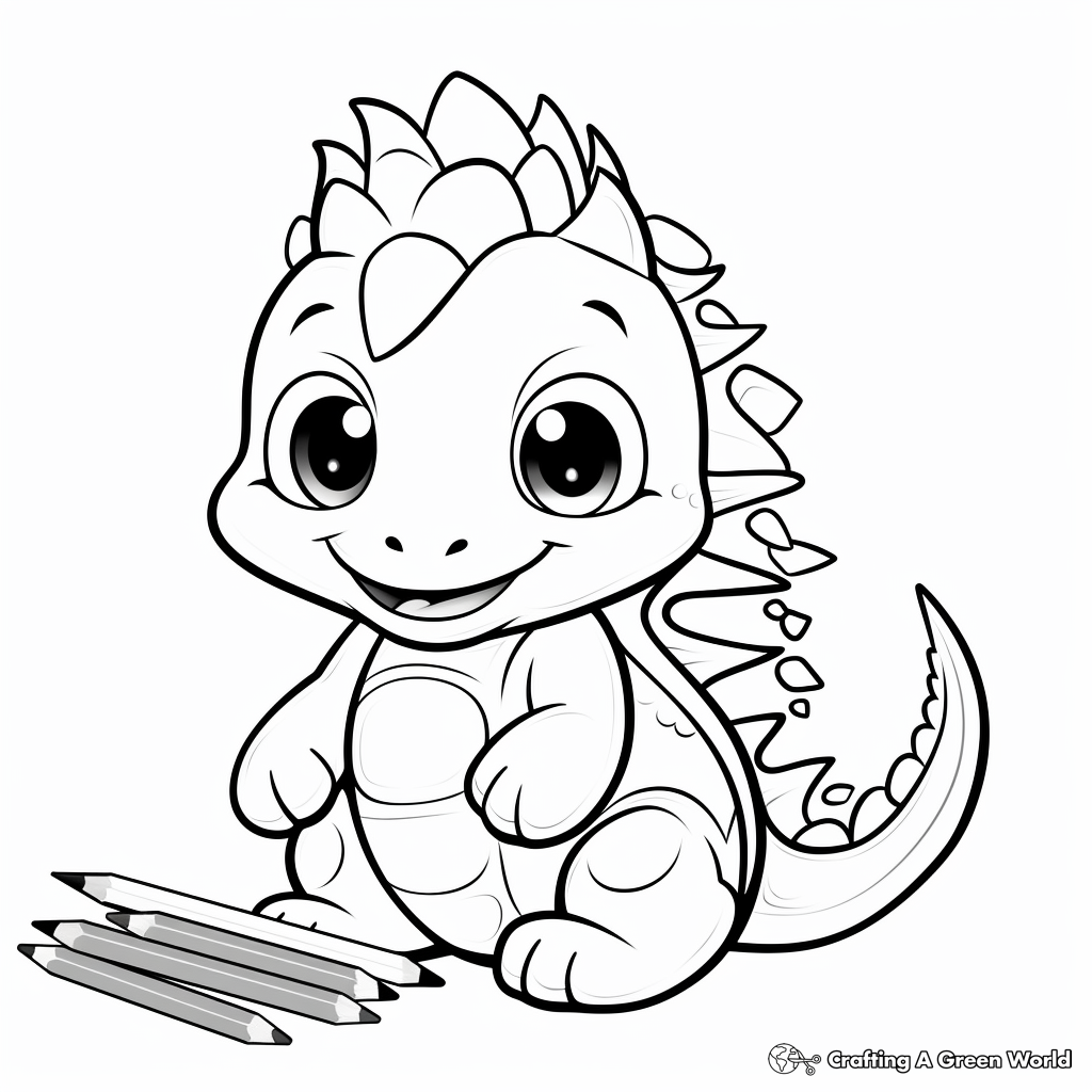 Kawaii dinosaur coloring pages