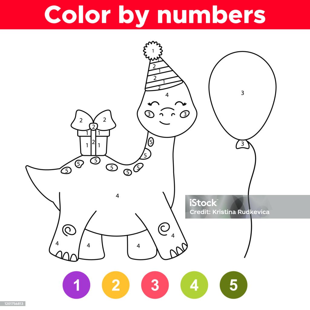 Educational children game coloring page with cute kawaii dinosaur stock illustration