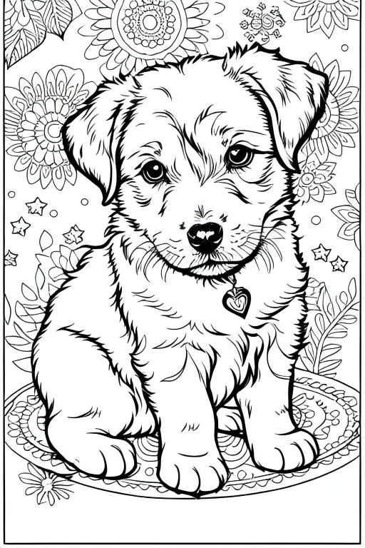 Kawaii dog coloring