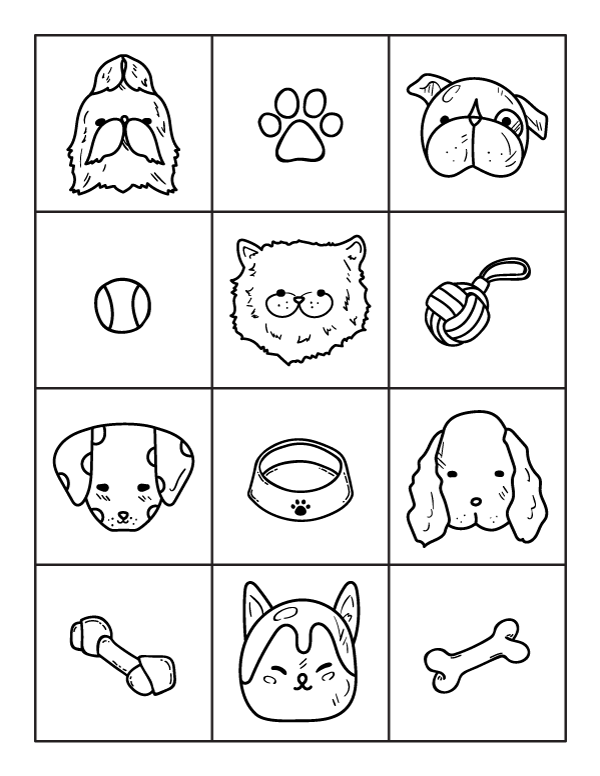 Printable kawaii dog coloring page