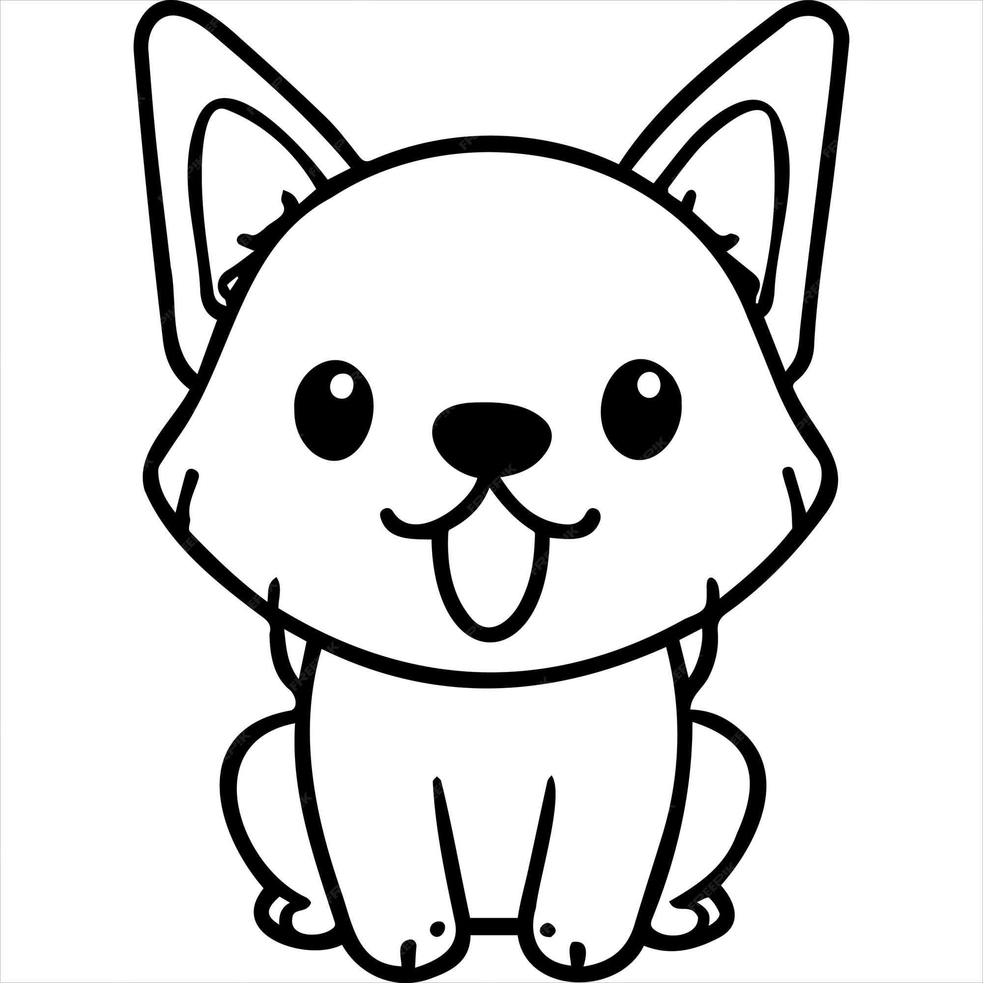 Premium vector kawaii dog coloring page