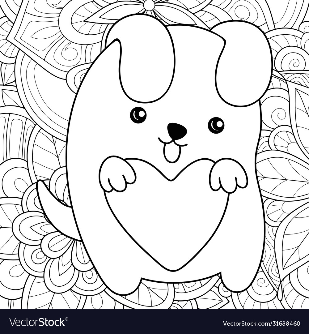 Adult coloring bookpage a kawaii dog royalty free vector