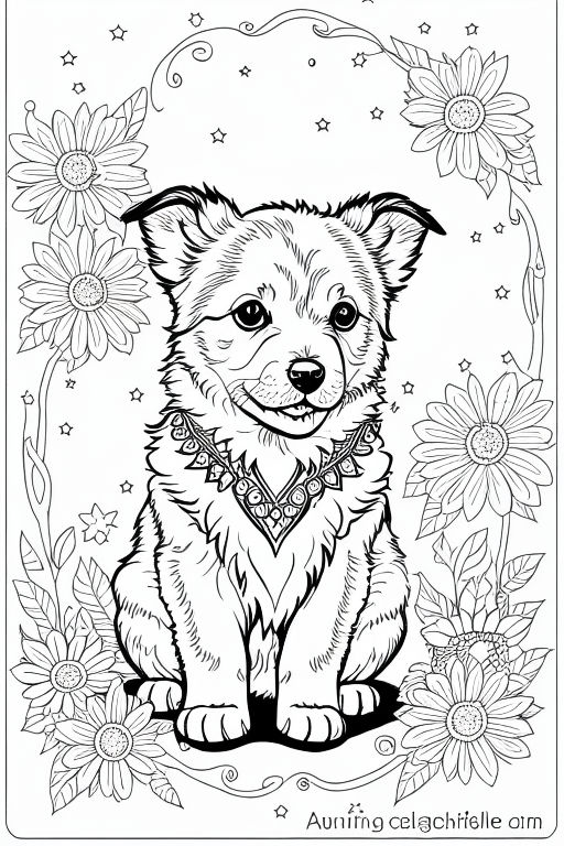 Kawaii style coloring page of a cute adorable shiba inu dog sat