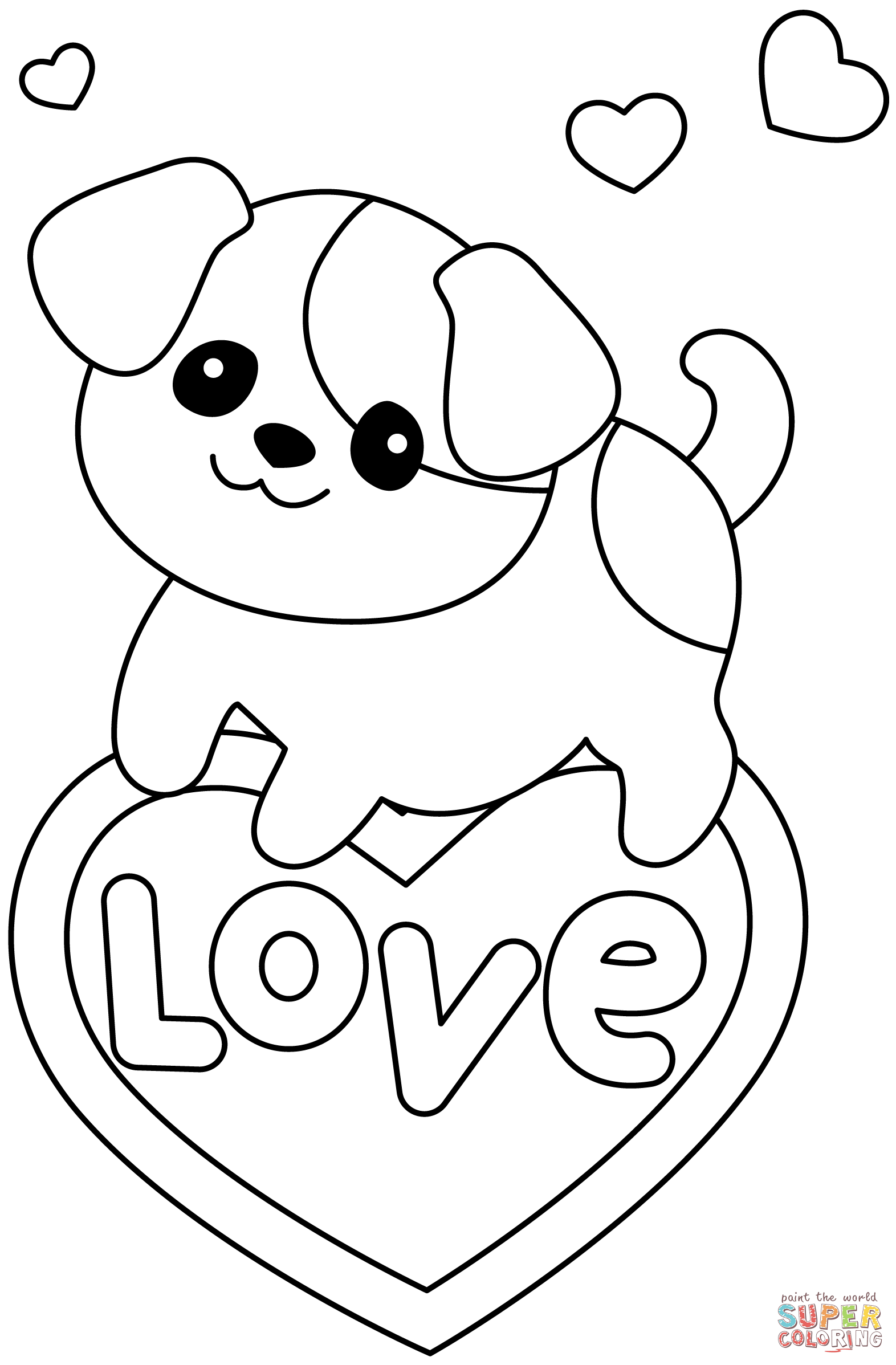 Kawaii puppy coloring page free printable coloring pages