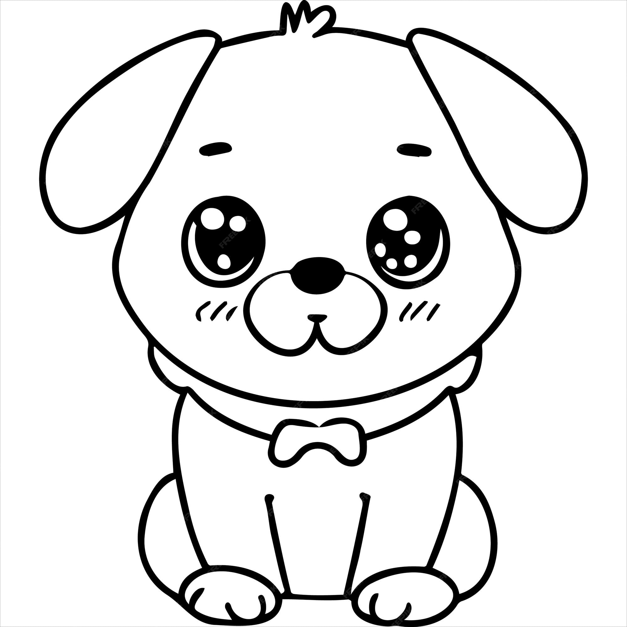 Premium vector kawaii dog coloring page