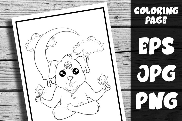 Creepy pastel goth kawaii dog coloring page