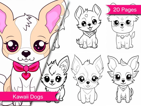 Kawaii dog coloring book kawaii coloring page dog coloring book kawaii coloring dogs printable