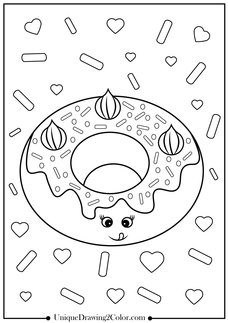 Kawaii donut coloring pages