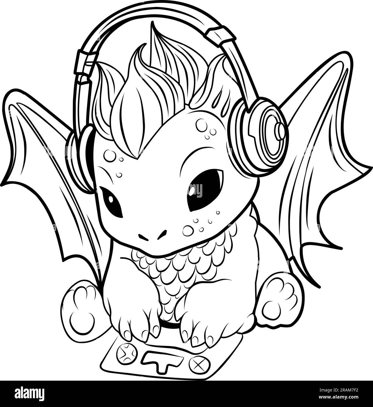 Coloring book cute winter dragon hi