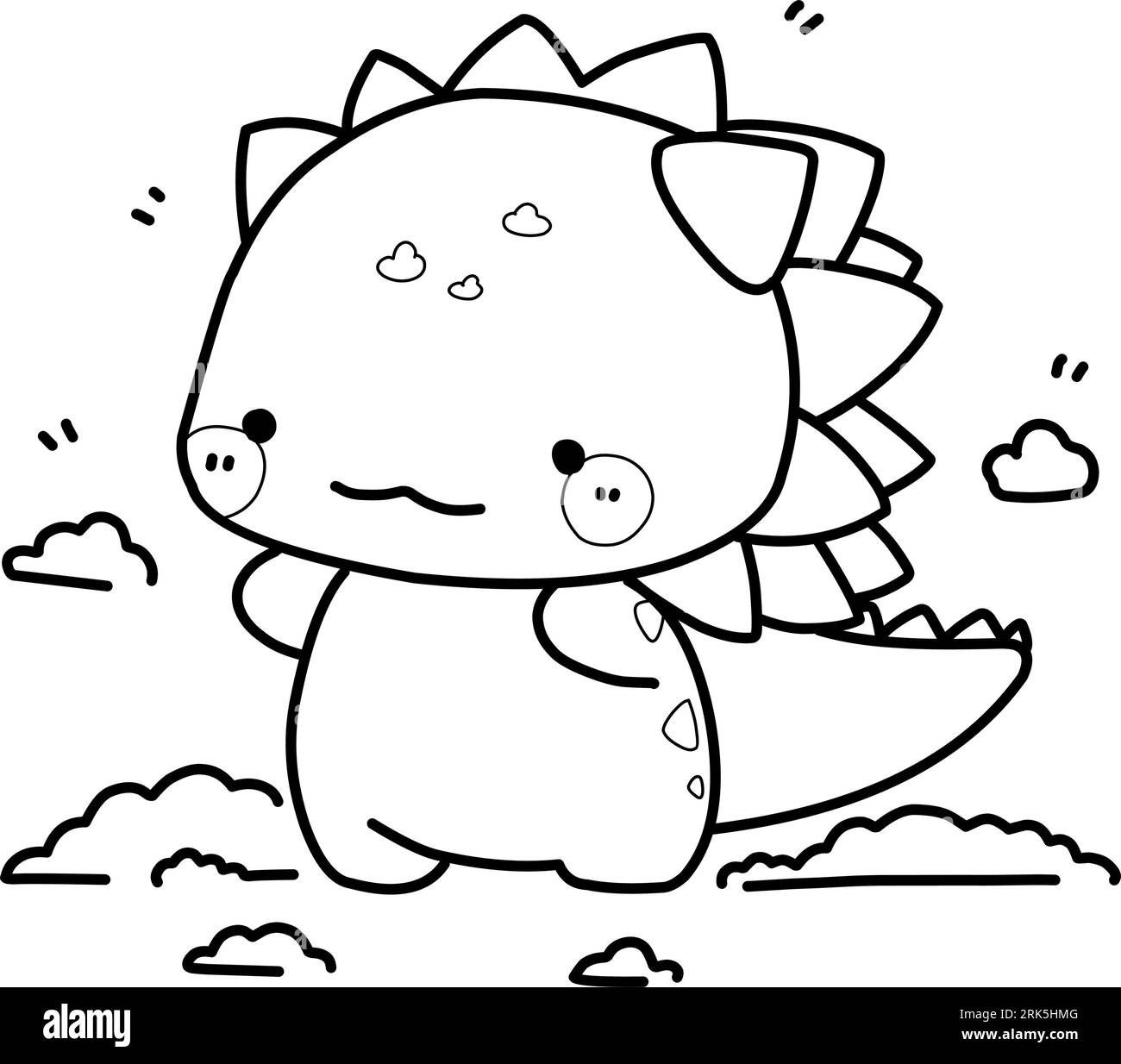 Little cute kawaii dragon coloring page for kids winter new year dragon stock vector image art