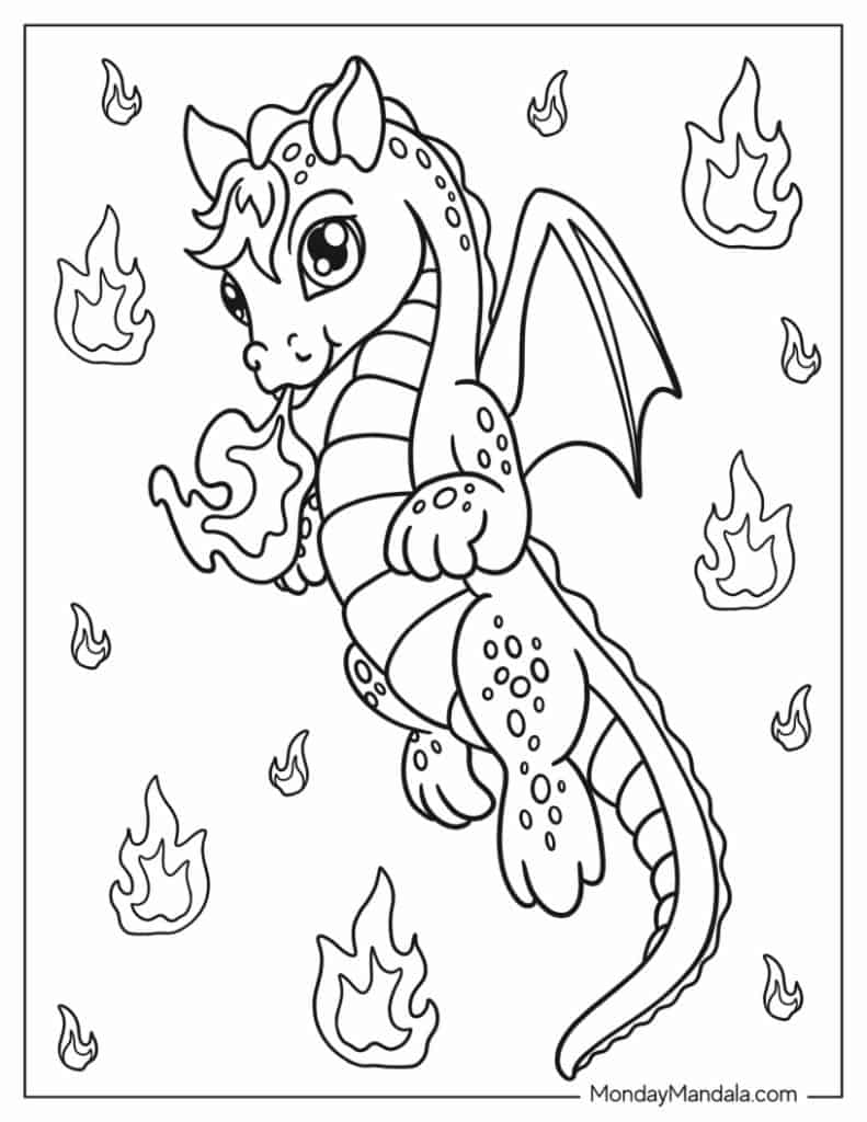 Dragon coloring pages free pdf printables