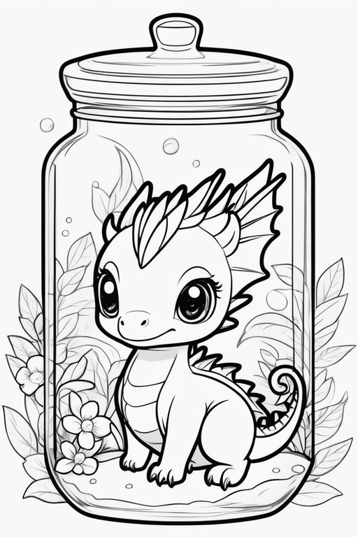 Cute little dragon coloring page