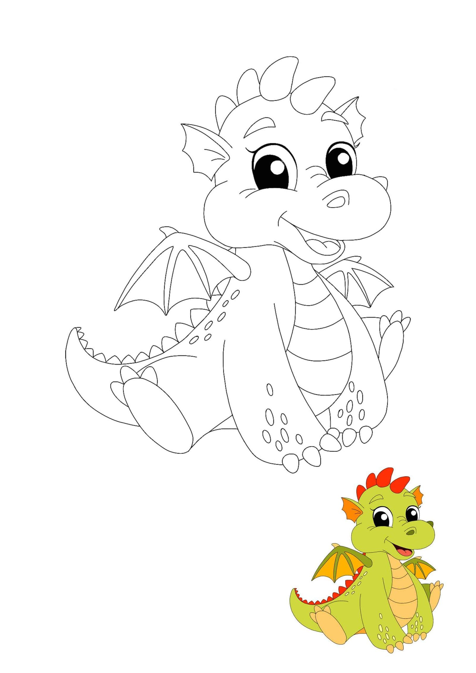 Kawaii dragon coloring pages