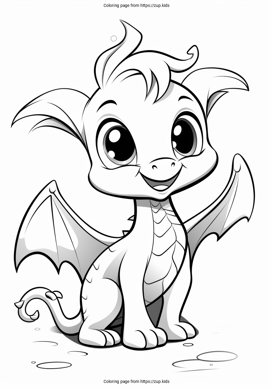 Cute dragon coloring page from